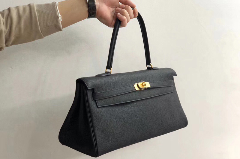 Hermes 42cm Kelly Shoulder Bag in Black Togo Leather