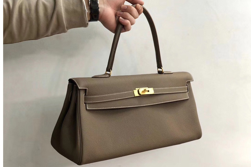 Hermes 42cm Kelly Shoulder Bag in Gray Togo Leather