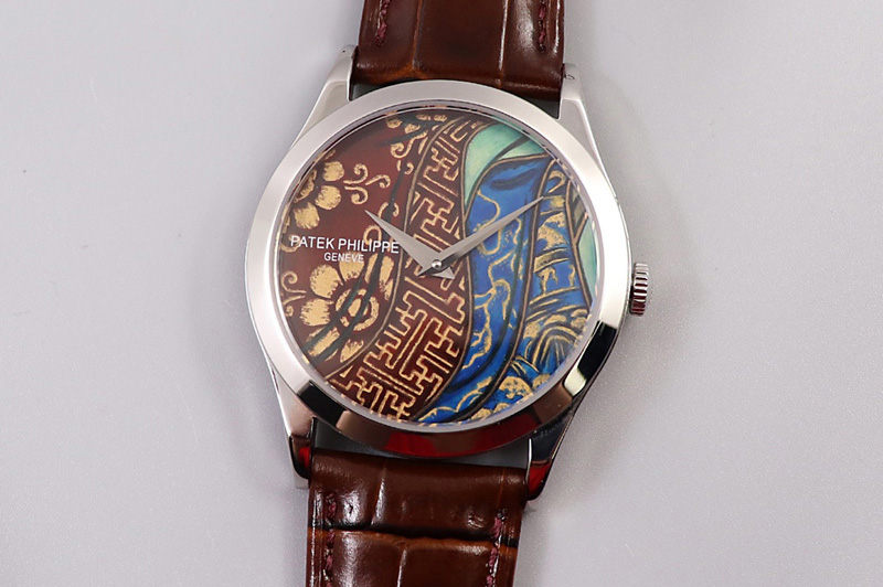 Patek Philippe Calatrava SS FLF Best Edition Brown Dial Style 1 on Brown Leather Strap A240 (Micro Rotor)