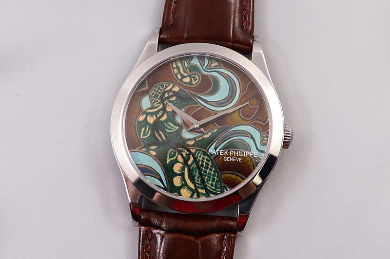 Patek Philippe Calatrava SS FLF Best Edition Brown Dial Style 1 on Brown Leather Strap A240 (Micro Rotor)