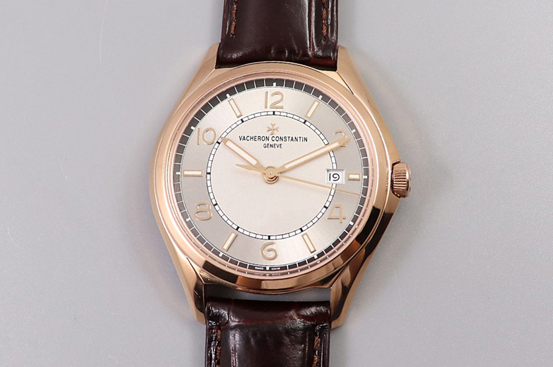 Vacheron Constantin Fiftysix RG 40mm ZF 1:1 Best Edition Silver Dial on Brown Leather Strap A1326