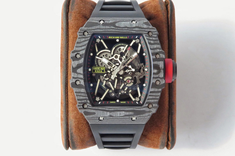 Richard Mille RM035-02 Real NTPT ZF 1:1 Best Edition Skeleton Dial on Black Rubber Strap NH05A V3