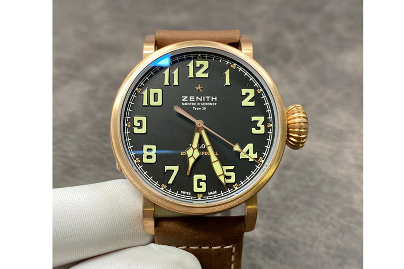 Zenith Pilot Type 20 Extra Special Bronze 45mm XF 1:1 Best Edition on Brown Asso Strap A2892