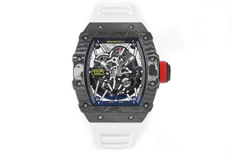 Richard Mille RM035-02 Real NTPT ZF 1:1 Best Edition Skeleton Dial on White Rubber Strap NH05A V3