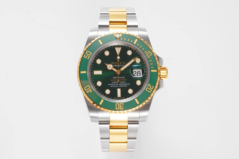 Rolex Submariner 116613 LV VRF Best Edition YG Wrapped Bezel Green Dial on SS/YG Bracelet A2836 MAX Version