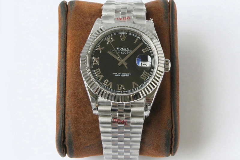 Rolex DateJust 41 126334 VRF 1:1 Best Edition 904L Steel Black Dial Roman Markers on SS Jubilee Bracelet A3235