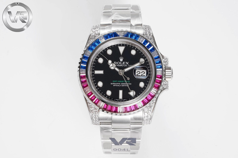 Rolex GMT Master II 126710 White/Blue T Crystal VRF Best Edition Black Dial On SS Bracelet 3186 CHS