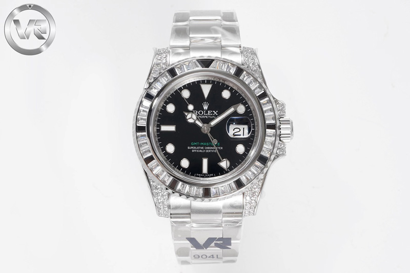 Rolex GMT Master II 126710 White/Black T Crystal VRF Best Edition Black Dial On SS Bracelet 3186 CHS