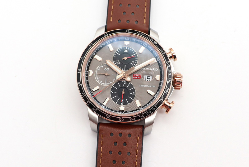 Chopard Mille Miglia 168571 SS/RG V7F 1:1 Best Edition Gray Dial On Brown Gummy Strap A7750 to Cal.107179