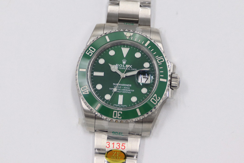 Rolex Submariner 116610 LV Green Ceramic 904L SS Case ZF 1:1 Best Edition Green Dial On 904L SS Bracelet VR3135