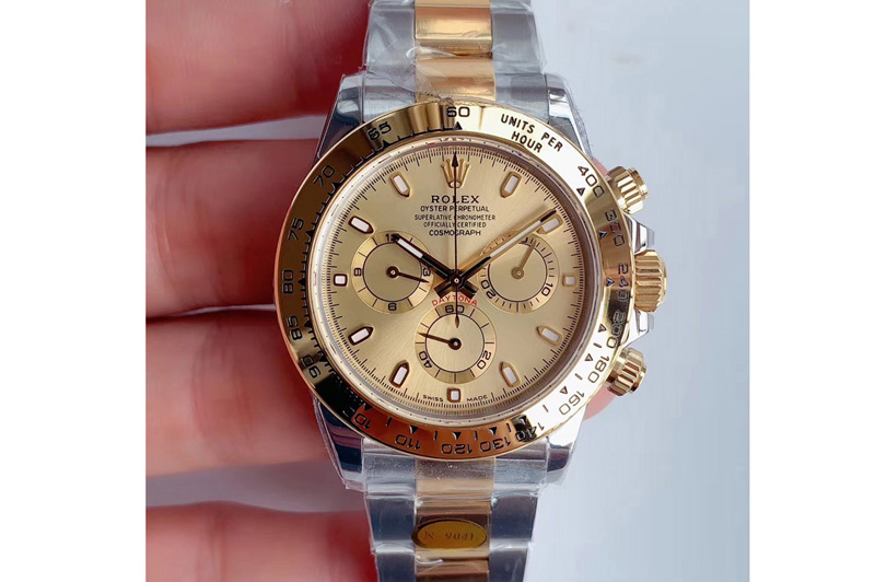 Rolex Daytona 116503 YG/SS Two Tone Noob 1:1 Best Edition 904L SS Case and Bracelet Gold Dial SA4130
