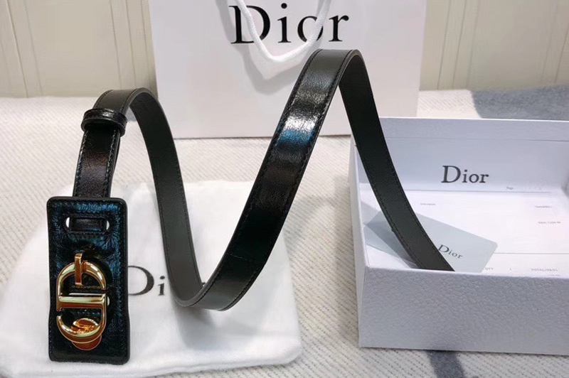 Dior 30 Montaigne lambskin belt With Gold CD buckle in Black lambskin Leather