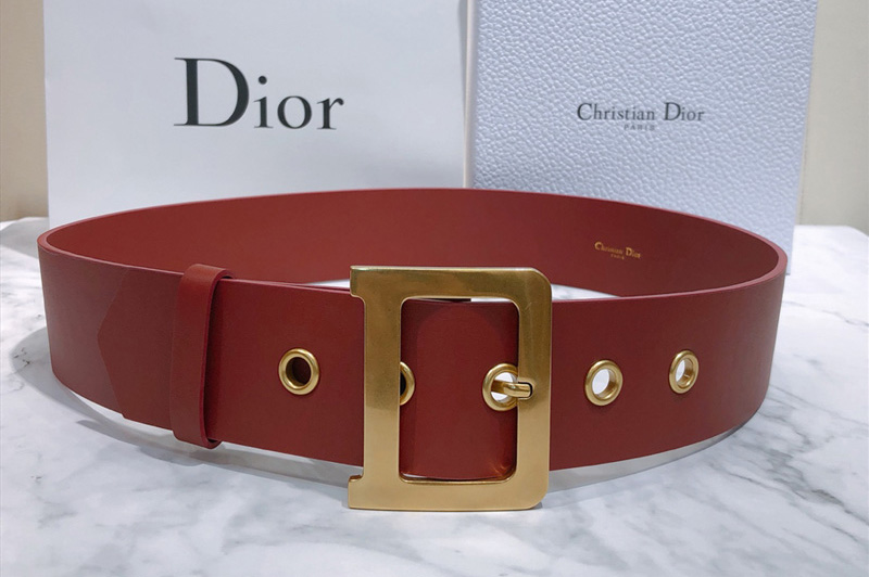 Dior Diorquake Belt 55mm in Red Calfskin Leather