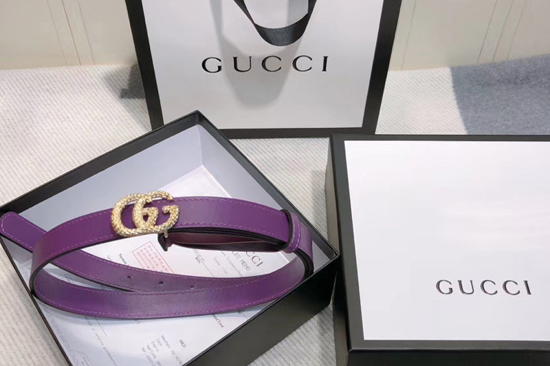 Gucci 2cm Leather belt with torchon Double G buckle in Purple Leather