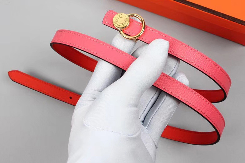 Women's Hermes 15mm Mini Laquee Reversible belt Gold Buckle in Pink/Red Epsom Leather