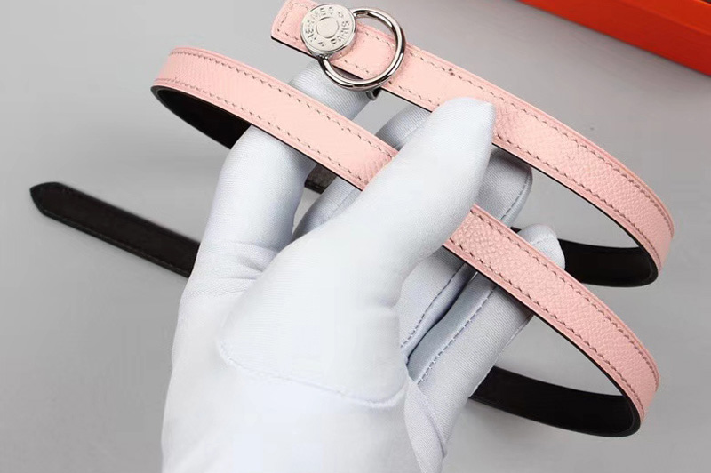 Women's Hermes 15mm Mini Laquee Reversible belt Gold Buckle in Pink/Black Epsom Leather