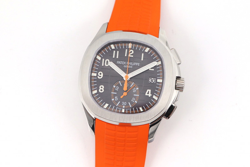 Patek Philippe Aquanaut 5968 SS OMF Best Edition Gray Dial on Orange Rubber Strap A520