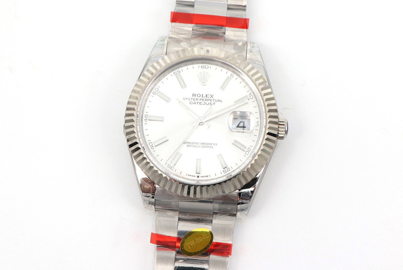 Rolex DateJust 41 126334 SS TW 1:1 Best Edition White Dial Stick Markers on Oyster Bracelet A3135 Clone