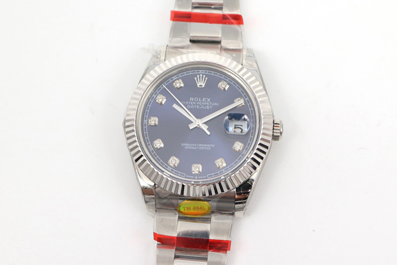 Rolex DateJust 41 126334 SS TW 1:1 Best Edition Blue Dial Diamond Markers on Oyster Bracelet A3135 Clone