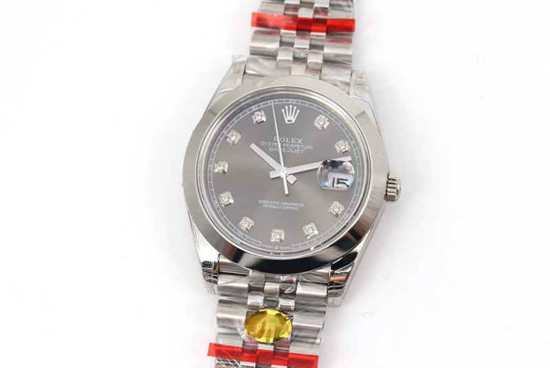 Rolex DateJust 41 126334 SS TW 1:1 Best Edition Gray Dial Diamond Markers on Jubilee Bracelet A3135 Clone