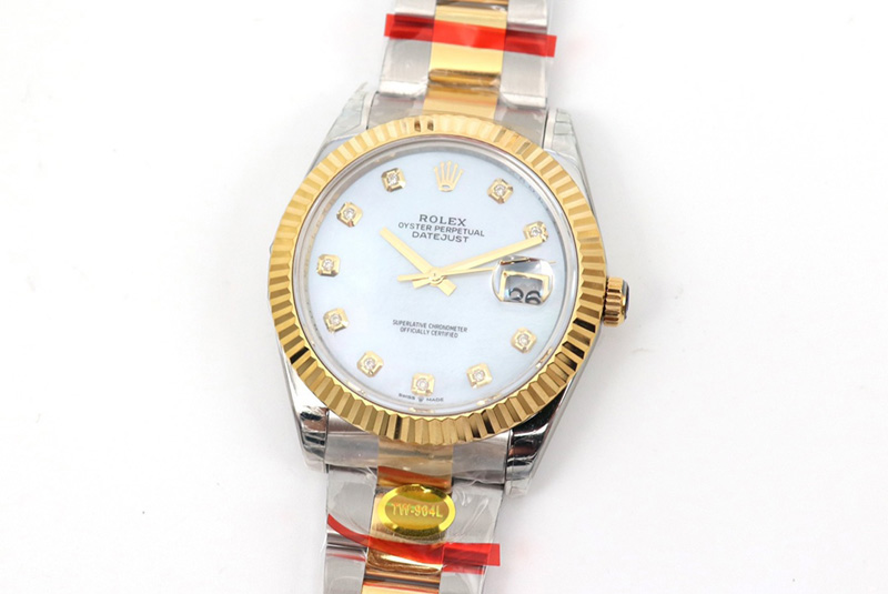 Rolex DateJust 41 126334 SS/YG TW 1:1 Best Edition Mop Dial Diamond Markers on Oyster Bracelet A3235 Clone
