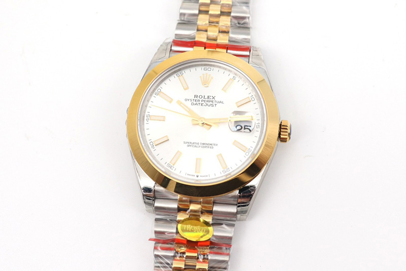 Rolex DateJust 41 126334 SS/YG TW 1:1 Best Edition White Dial Stick Markers on Jubilee Bracelet A3235 Clone