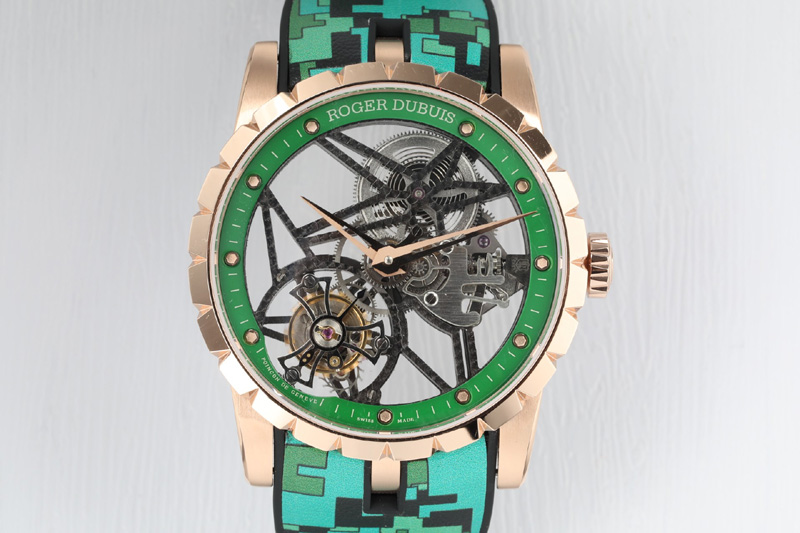 Roger Dubuis Excalibur Rddbex0392 RG BBR Best Edition Skeleton Dial on Green Rubber Strap A2136 Tourbillon