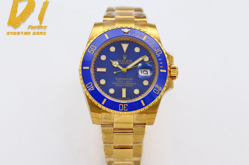 Rolex Submariner 116618 LB D1F Best Edition YG Wrapped Blue Dial on YG Wrapped Bracelet A2836