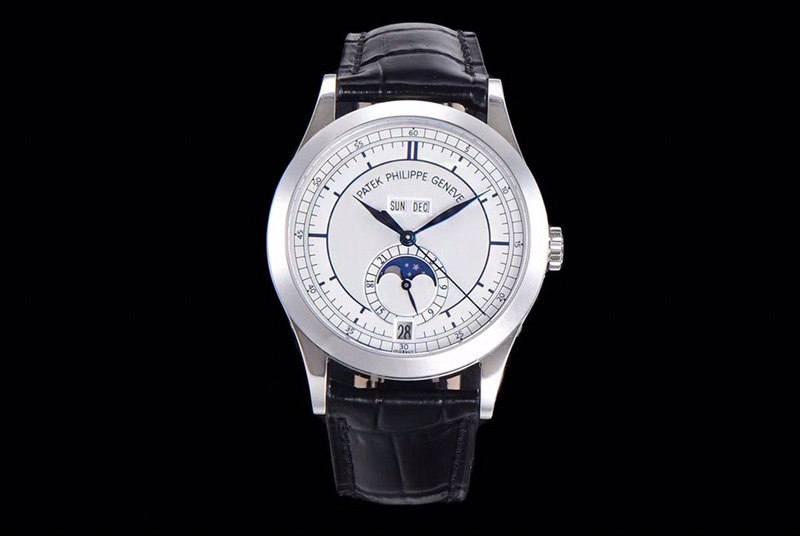 Patek Philippe Annual Calendar Complications 5396 SS GRF Best Edition White Dial Blue Markers on Black leather strap A324