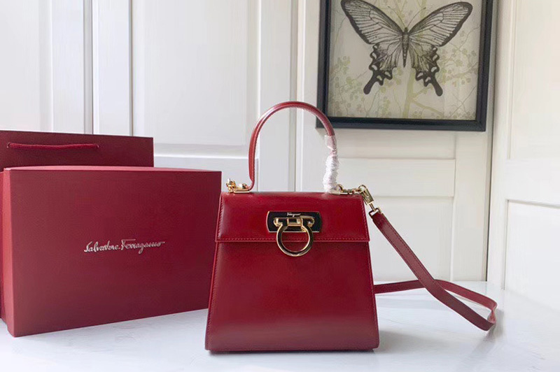 Salvatore Ferragamo 21E887 Gancini Bags in Red calfskin leather