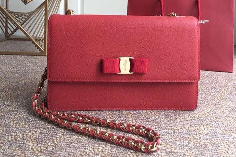 Ferragamo 21E480 Ginny Bags in Red calfskin leather