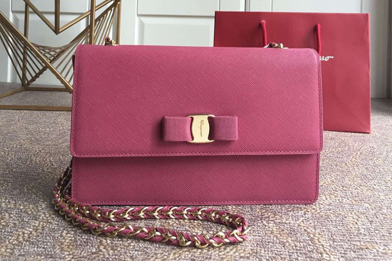 Ferragamo 21E480 Ginny Bags in Rose calfskin leather