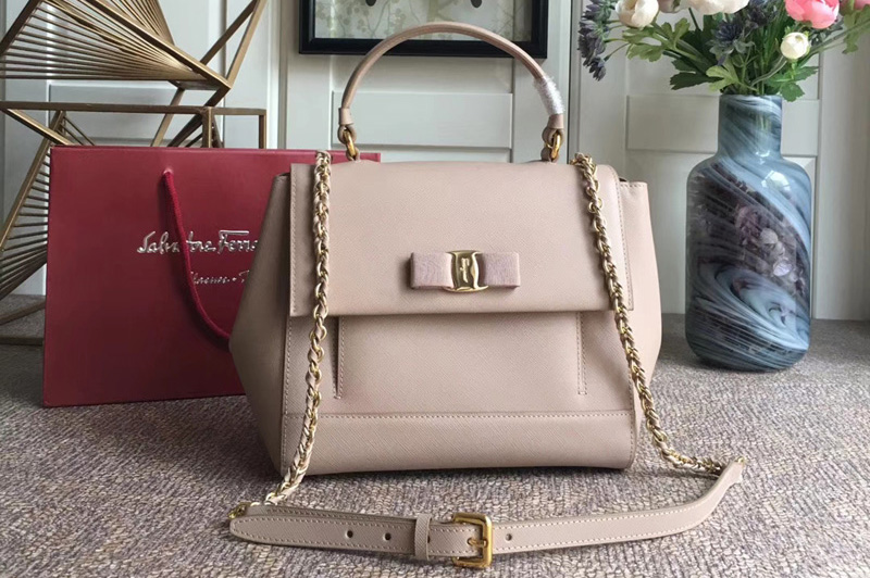 Ferragamo 21F558 Carrie Top Handle Bags In Pink Calfskin Leather