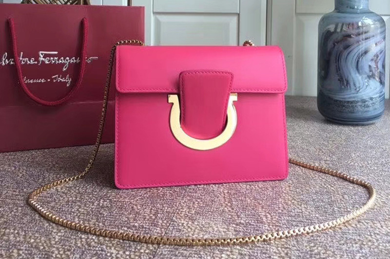 Ferragamo 21F893 Gancini Bags With Front Flap Rose Calfskin Leather