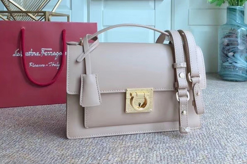 Ferragamo 21G179 Aileen Medium Crossbody Bags in Pink Calfskin Leather