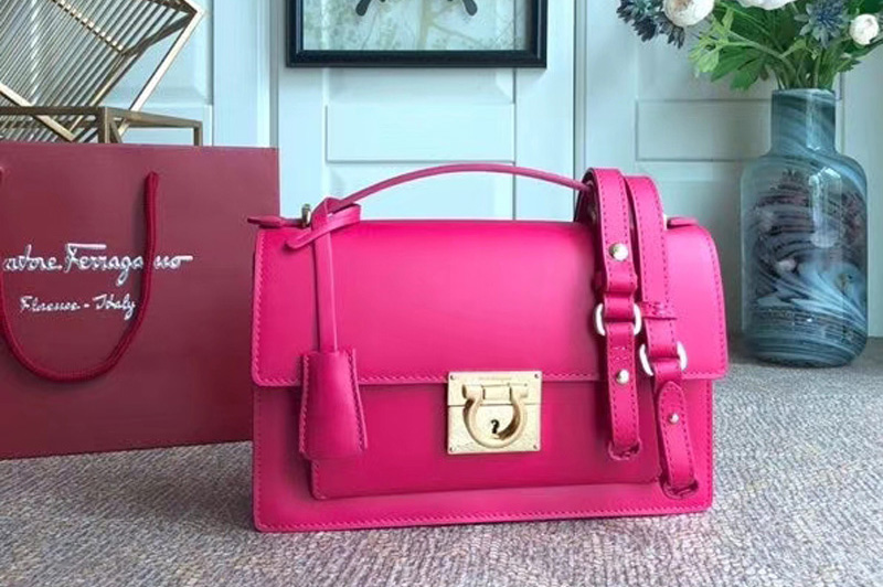 Ferragamo 21G179 Aileen Medium Crossbody Bags in Rose Calfskin Leather