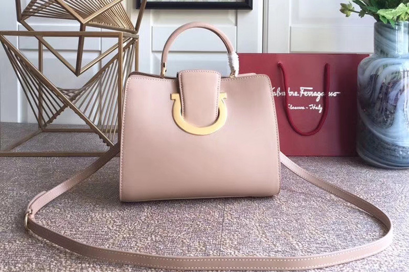 Ferragamo 21G596 Gancini Top handle bag Pink Calfskin Leather
