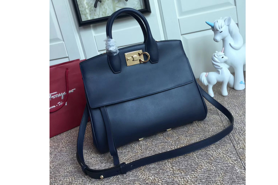 Ferragamo 21H159 Studio Bag Royal Blue Calfskin leather