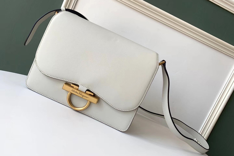 Ferragamo 21H321 Classic Flap Bags White calfskin leather