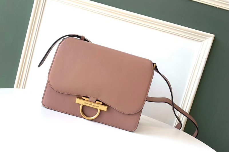 Ferragamo 21H321 Classic Flap Bags Pink calfskin leather