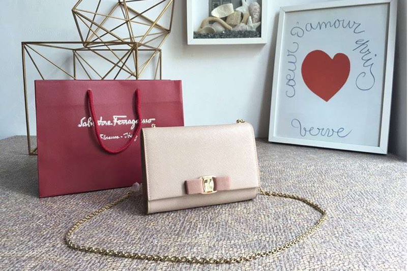 Salvatore Ferragamo 22B558 Mini Vara Embossed Cross Body Bags Pink calfskin leather