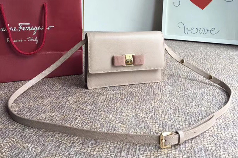 Salvatore Ferragamo 22C543 Vara Embossed Cross Body Bags Pink calfskin leather