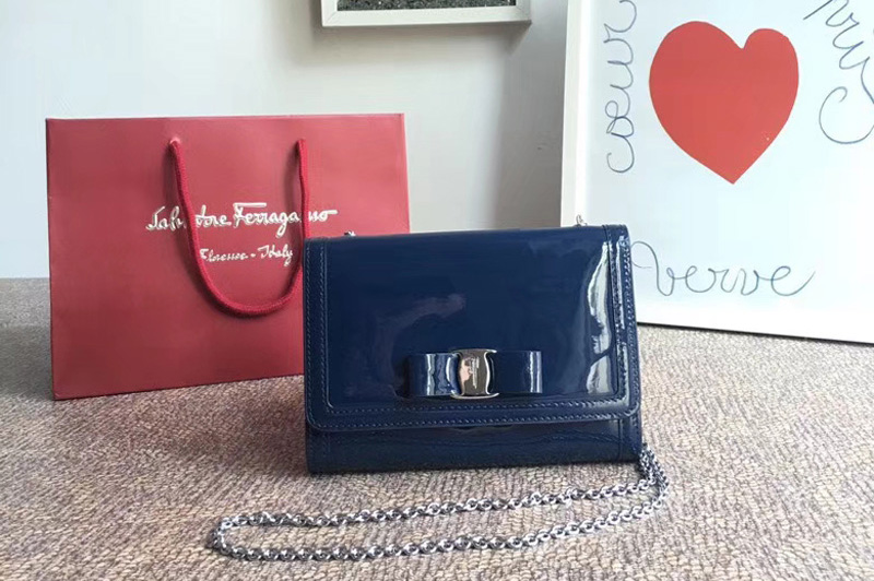 Salvatore Ferragamo 22C724 Nero Wallet Bags in Blue calfskin leather