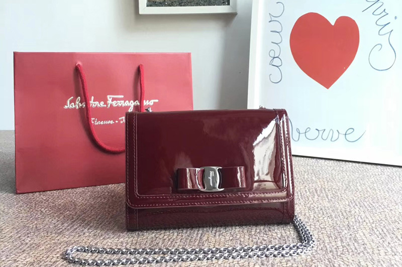 Salvatore Ferragamo 22C724 Nero Wallet Bags in Bordeaux calfskin leather