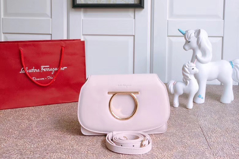 Ferragamo 22D293 Gancini Mini Bags Light Pink Calfskin Leather