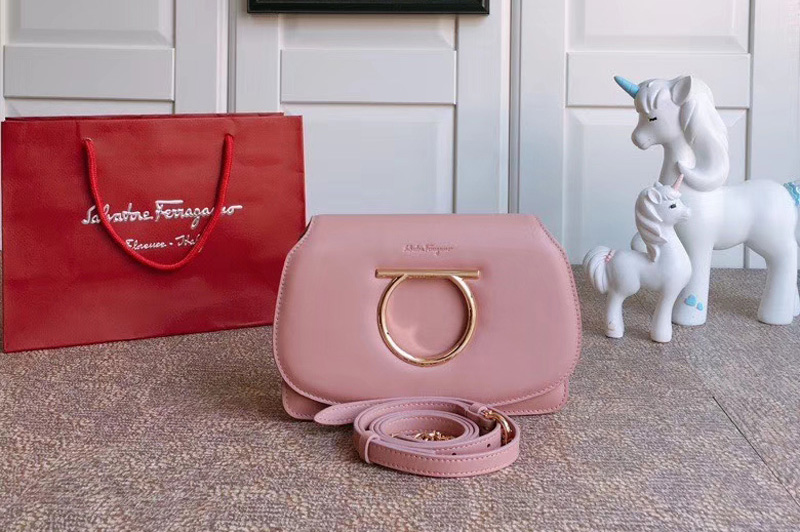 Ferragamo 22D293 Gancini Mini Bags Pink Calfskin Leather