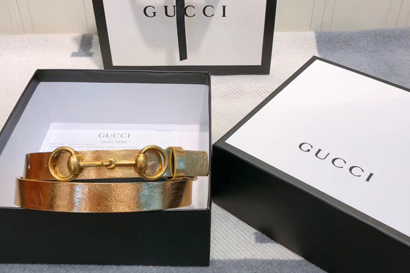 Women's Gucci 230127 Leather belt 2cm in Gold Leather