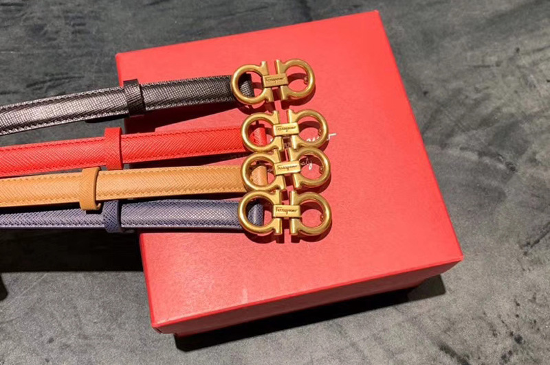 Salvatore Ferragamo 23B586 15mm Gancini Belts in Black/Red/Brown/Purple calfskin leather