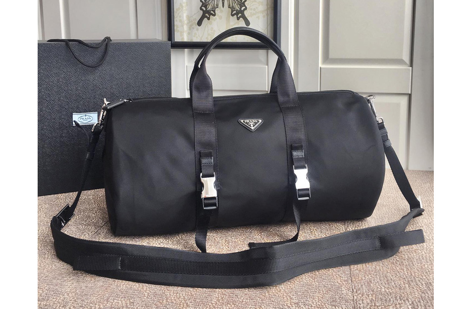 Prada 2VC015 Nylon and Saffiano leather duffel bag in Black Nylon