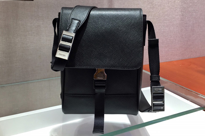 Prada 2VD019 Saffiano Leather Cross-Body Bag in Black Saffiano Leather